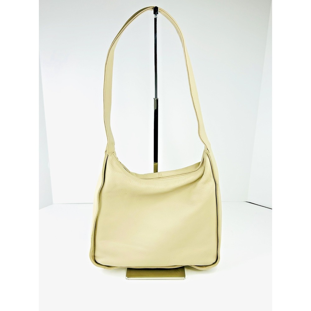 Giani Bernini Hobo Shoulder Bag Leather Medium Messenger Purse Beige NWOT